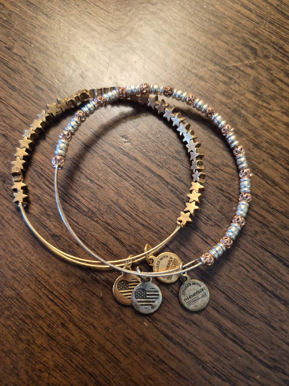 Alex and Ani • Silver Gold Rose Gold • Star Beaded Bangle Set